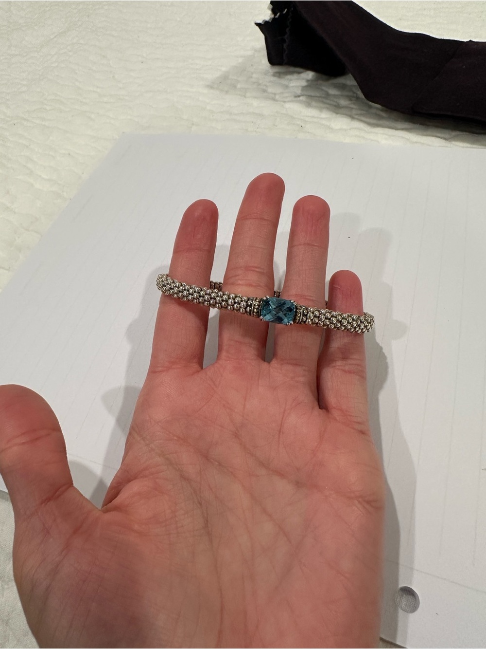 LAGOS Silver Bracelet with Blue Topaz Center Stone